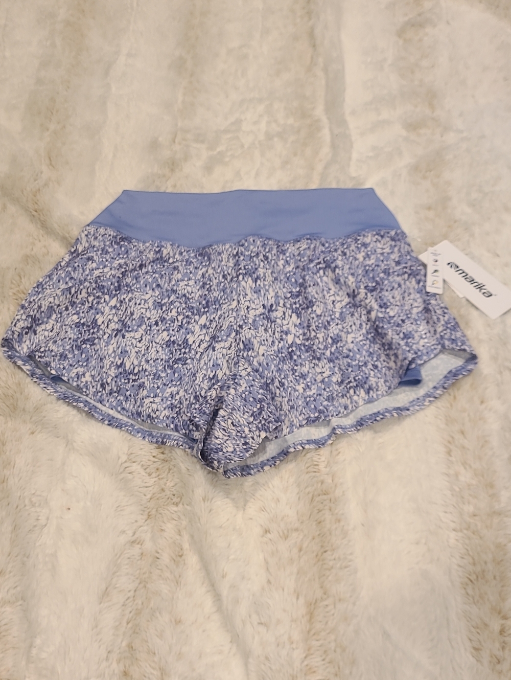 Marika Women’s Light Blue Marbled Athletic Shorts
